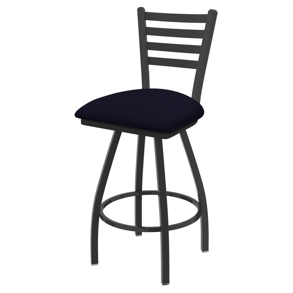 XL 410 Jackie 30" Swivel Bar Stool with Pewter Finish and Canter Twilight Seat. Picture 1