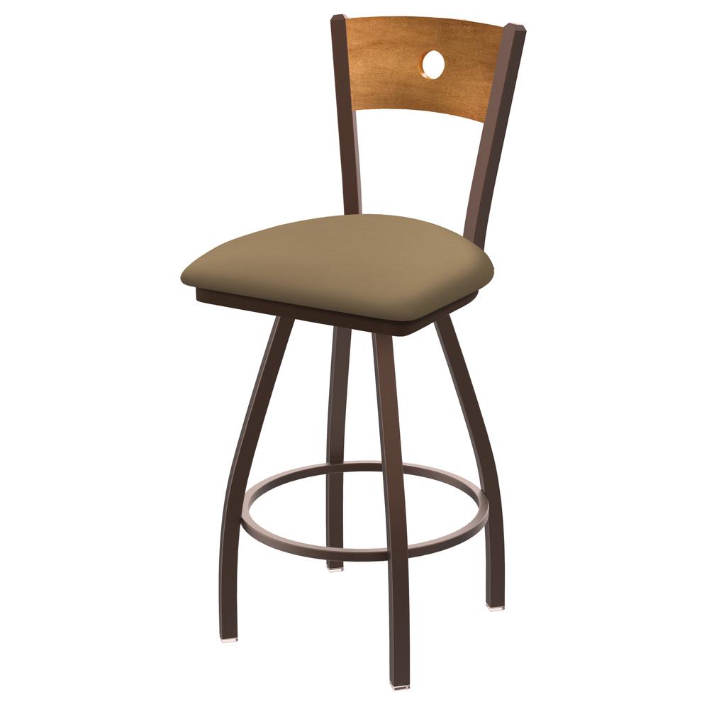 XL 830 Voltaire 30" Swivel Counter Stool with Bronze Finish, Medium Back, and Canter Sand Seat. Picture 1
