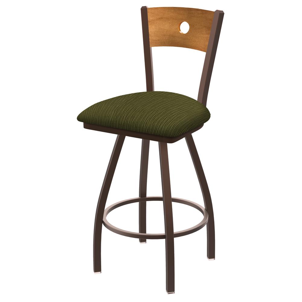 XL 830 Voltaire 30" Swivel Counter Stool with Bronze Finish, Medium Back, and Graph Parrot Seat. Picture 1