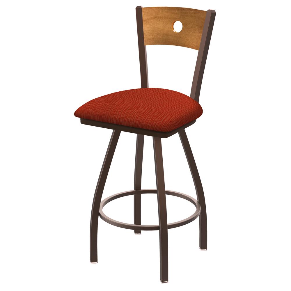 XL 830 Voltaire 30" Swivel Counter Stool with Bronze Finish, Medium Back, and Graph Poppy Seat. Picture 1