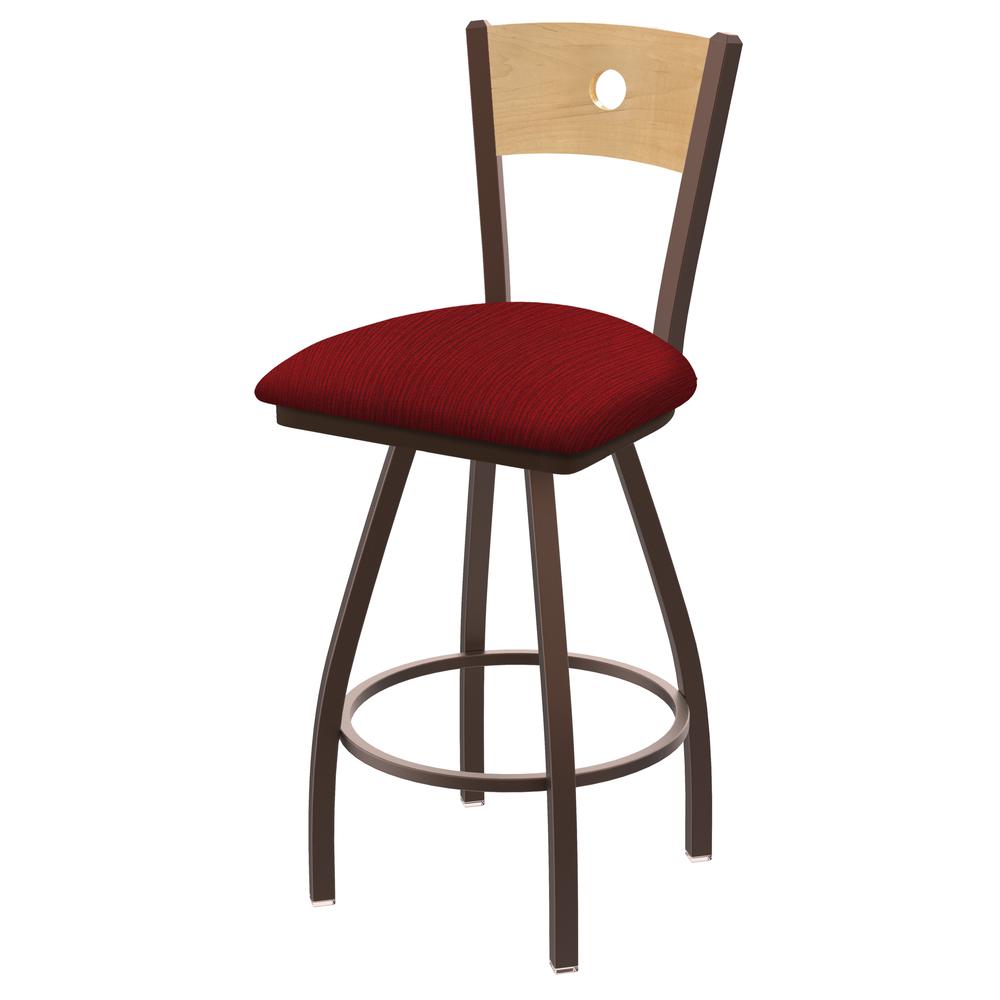 XL 830 Voltaire 30" Swivel Counter Stool with Bronze Finish, Natural Back, and Graph Ruby Seat. Picture 1