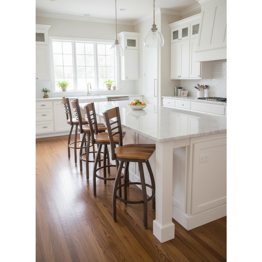 36" Swivel Extra Tall Bar Stool, Anodized Nickel Finish, Medium Back. Picture 8