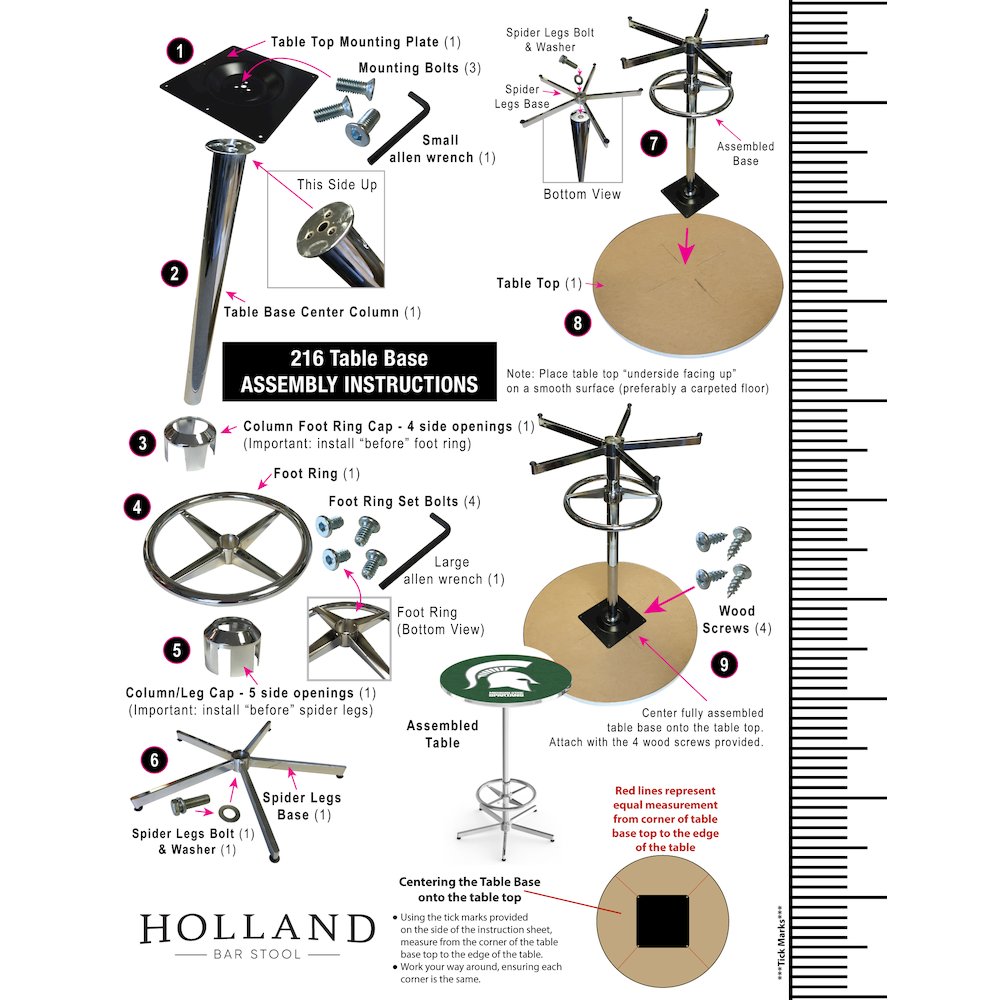 L216 University of Iowa 42" Tall - 36" Top Pub Table with Chrome Finish. Picture 3