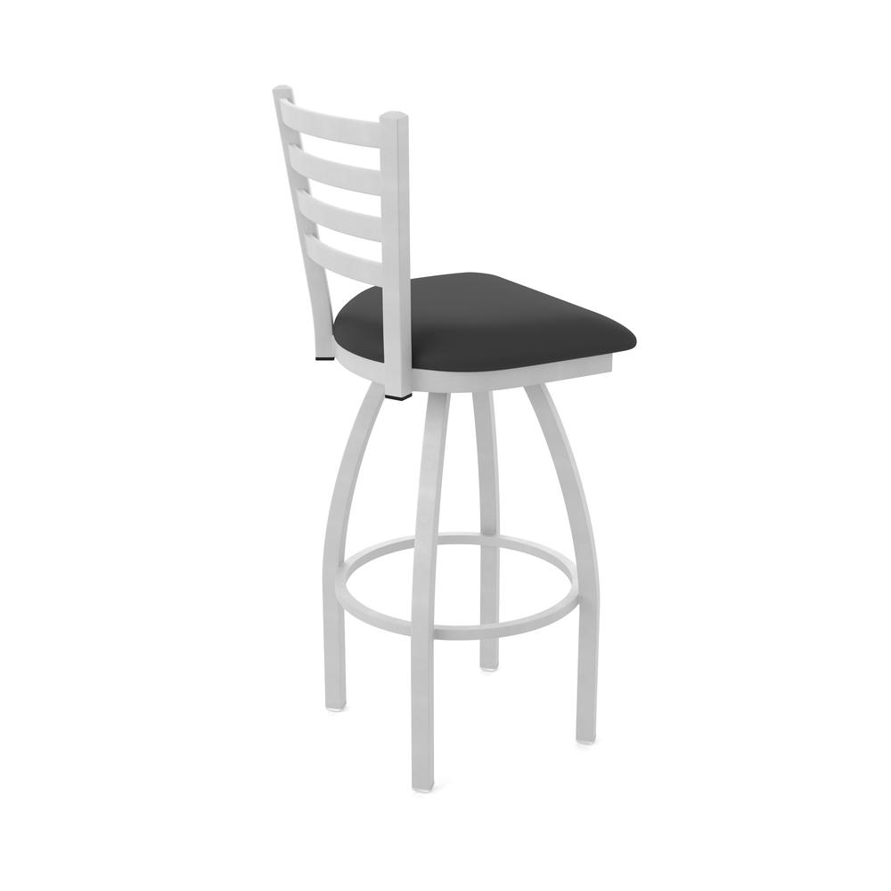 410 Jackie 36" Swivel Bar Stool with Anodized Nickel Finish and Black Vinyl Seat. Picture 2