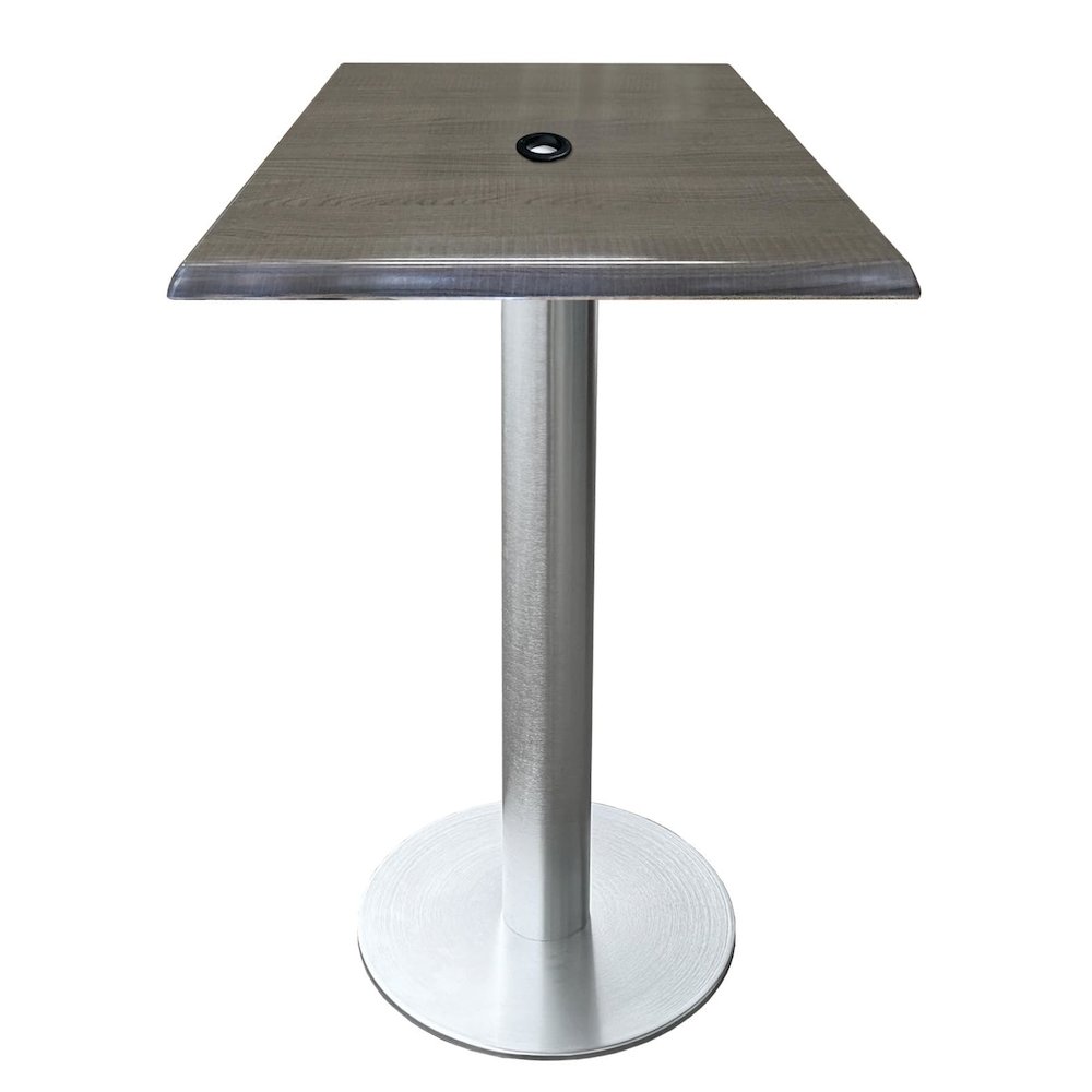 All-Season Table with 30" x 30" Square Charcoal Top with Umbrella Hole. Picture 1