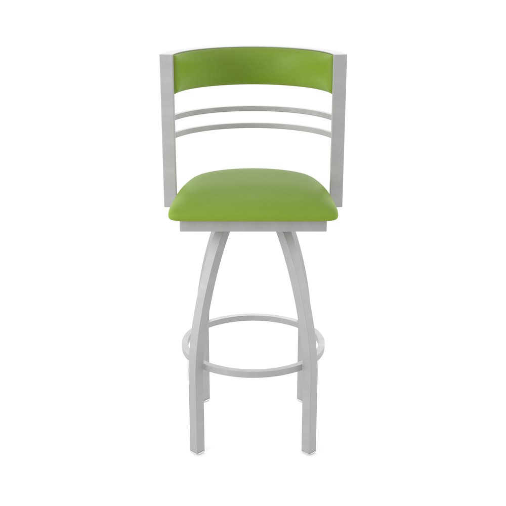 Swivel Bar Stool with Anodized Nickel Finish and Canter Kiwi Green Seat and Back. Picture 5
