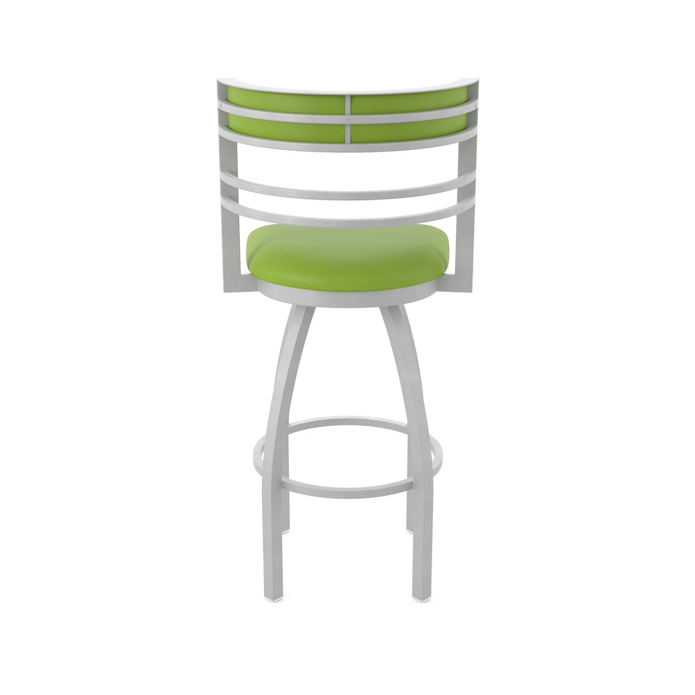 Swivel Bar Stool with Anodized Nickel Finish and Canter Kiwi Green Seat and Back. Picture 6