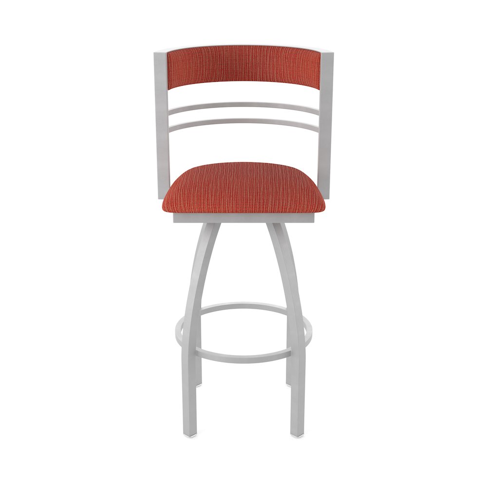 Swivel Bar Stool with Anodized Nickel Finish and Graph Poppy Seat and Back. Picture 5
