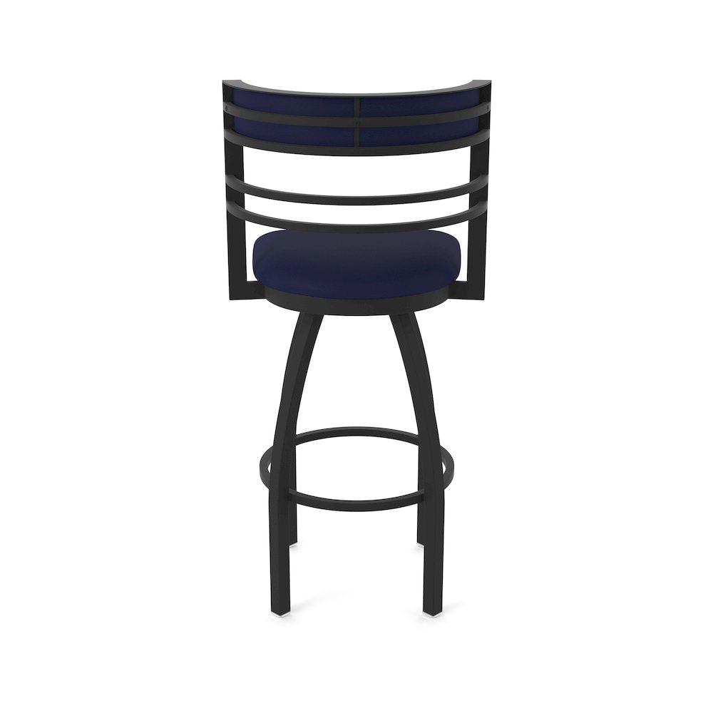 Swivel Bar Stool with Black Wrinkle Finish and Canter Twilight Seat and Back. Picture 6