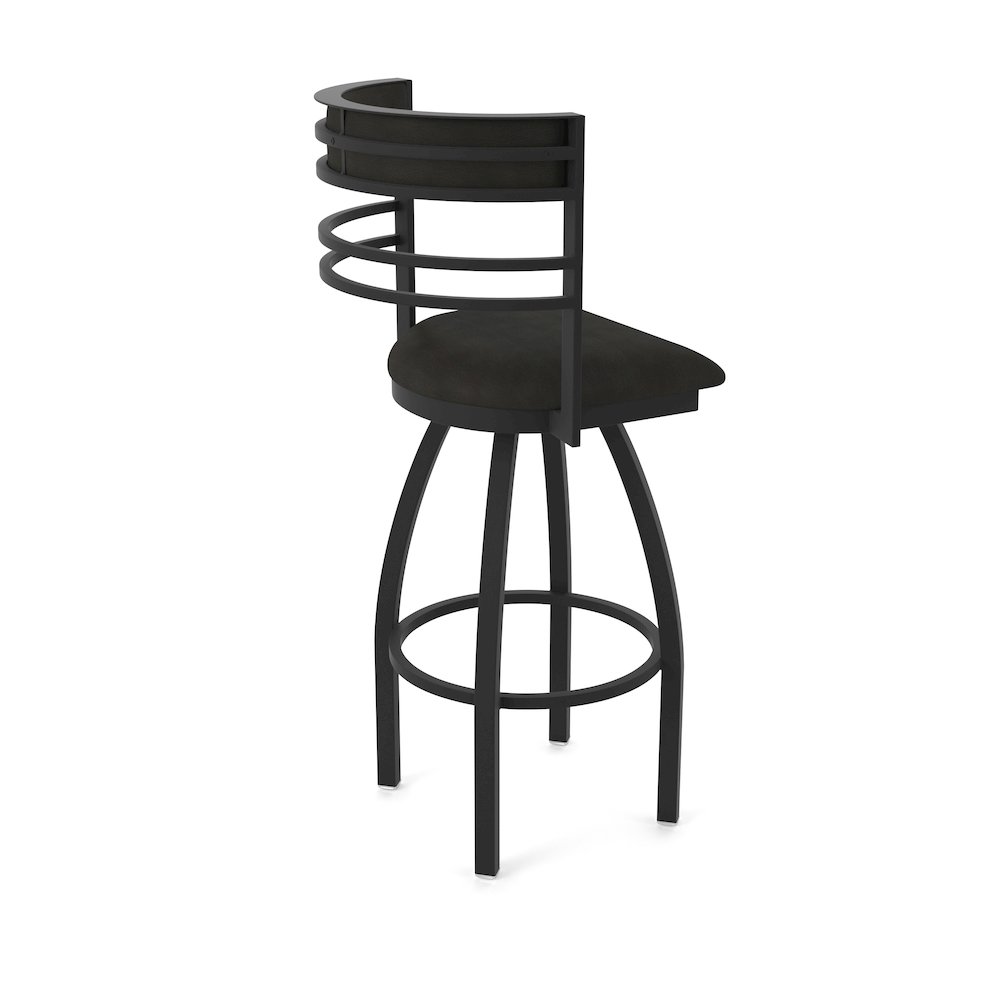 Swivel Bar Stool with Black Wrinkle Finish and Canter Espresso Seat and Back. Picture 2