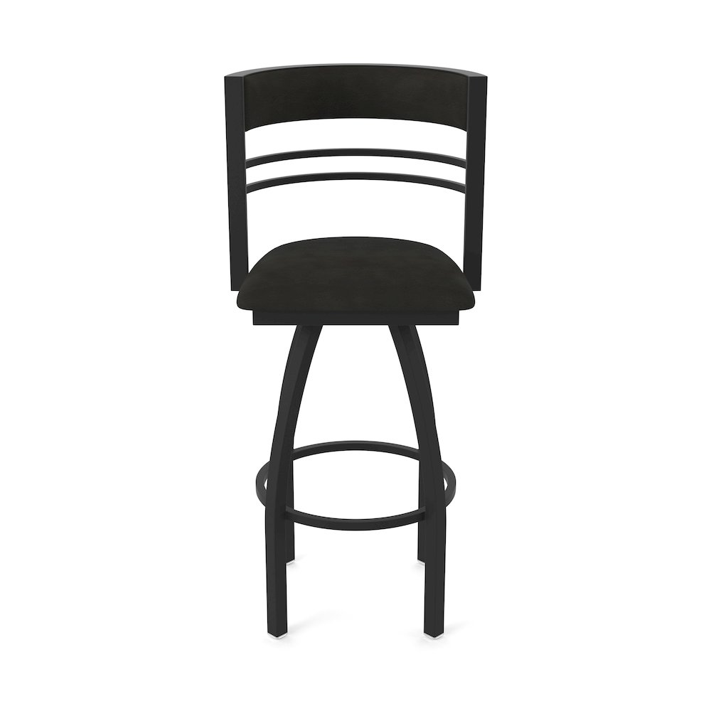 Swivel Bar Stool with Black Wrinkle Finish and Canter Espresso Seat and Back. Picture 5