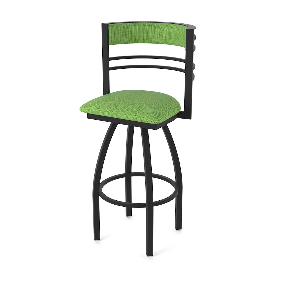 Swivel Bar Stool with Black Wrinkle Finish and Graph Parrot Seat and Back. Picture 1