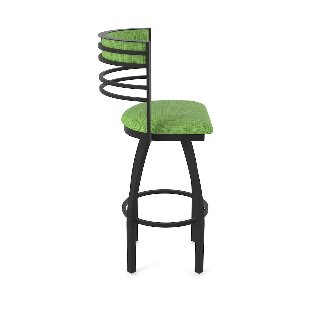 Swivel Bar Stool with Black Wrinkle Finish and Graph Parrot Seat and Back. Picture 4