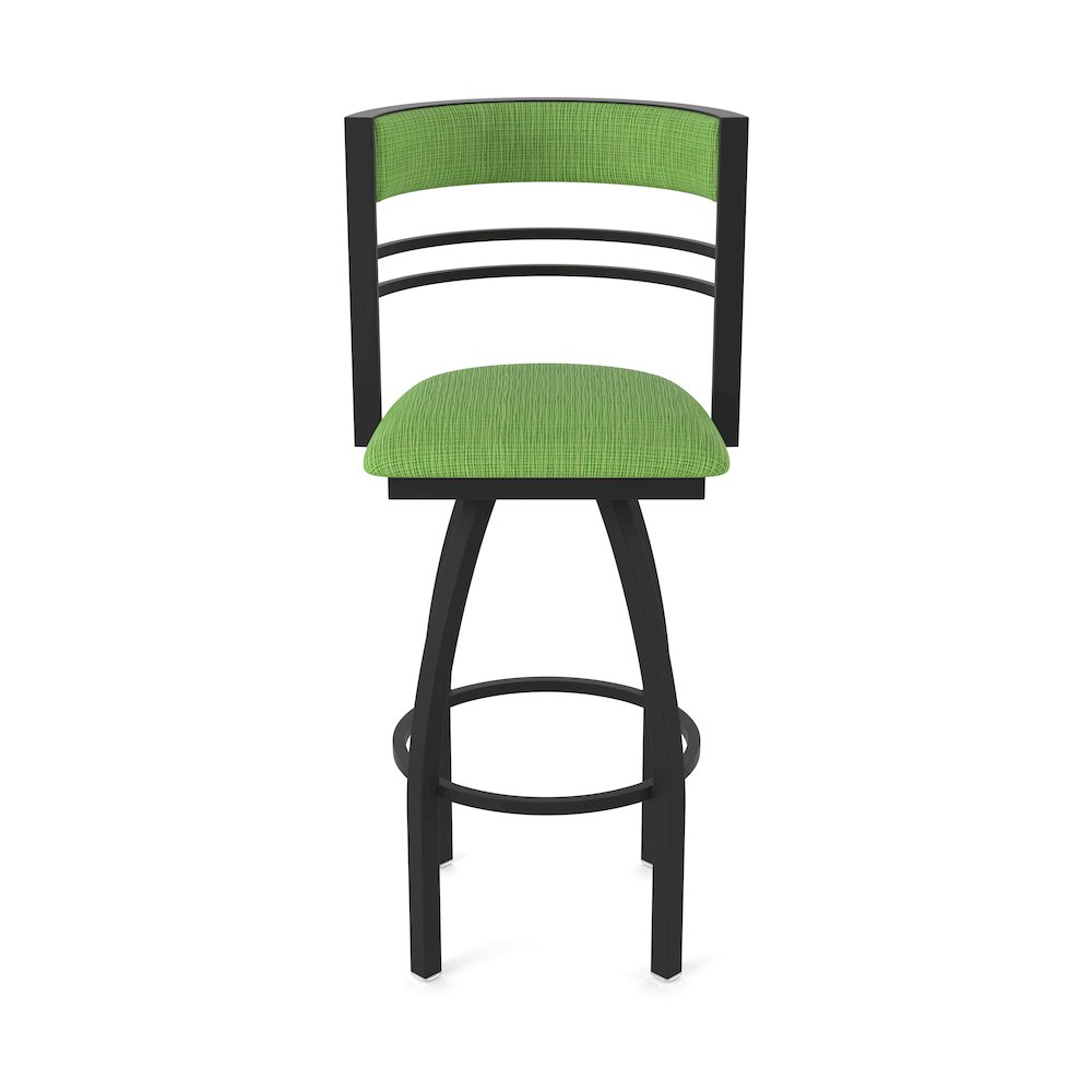 Swivel Bar Stool with Black Wrinkle Finish and Graph Parrot Seat and Back. Picture 5