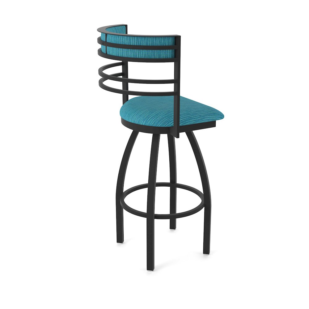 Swivel Bar Stool with Black Wrinkle Finish and Graph Tidal Seat and Back. Picture 2