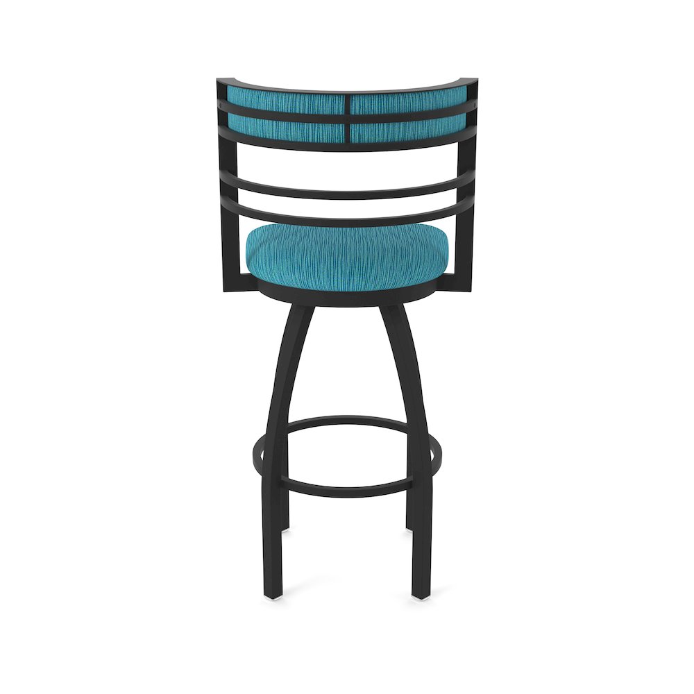 Swivel Bar Stool with Black Wrinkle Finish and Graph Tidal Seat and Back. Picture 6