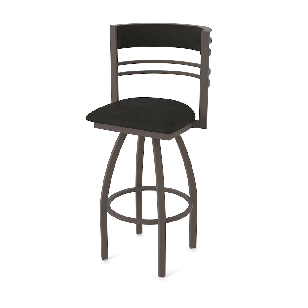 Swivel Bar Stool with Bronze Finish and Canter Espresso Seat and Back. Picture 1