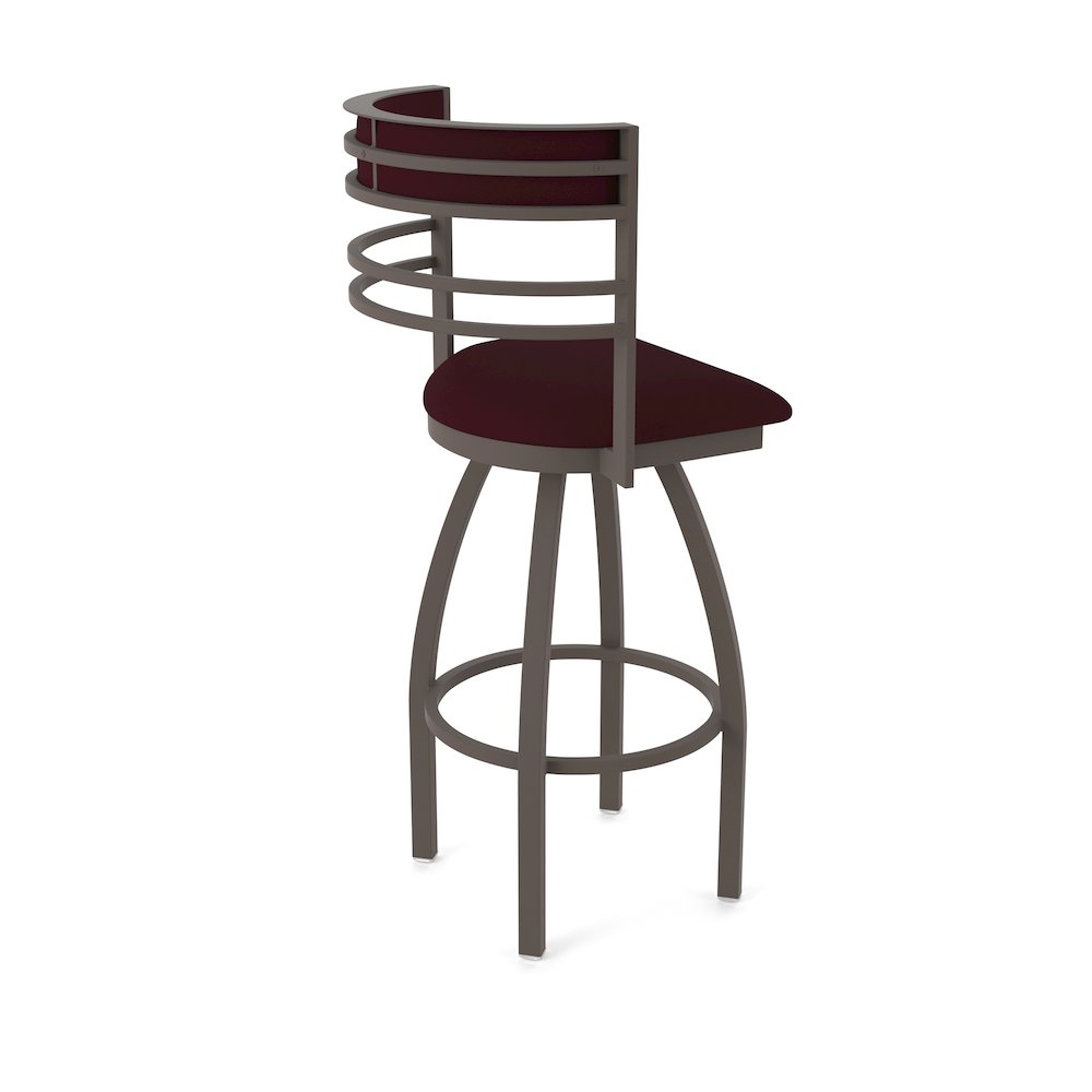 Swivel Bar Stool with Bronze Finish and Canter Bordeaux Seat and Back. Picture 2
