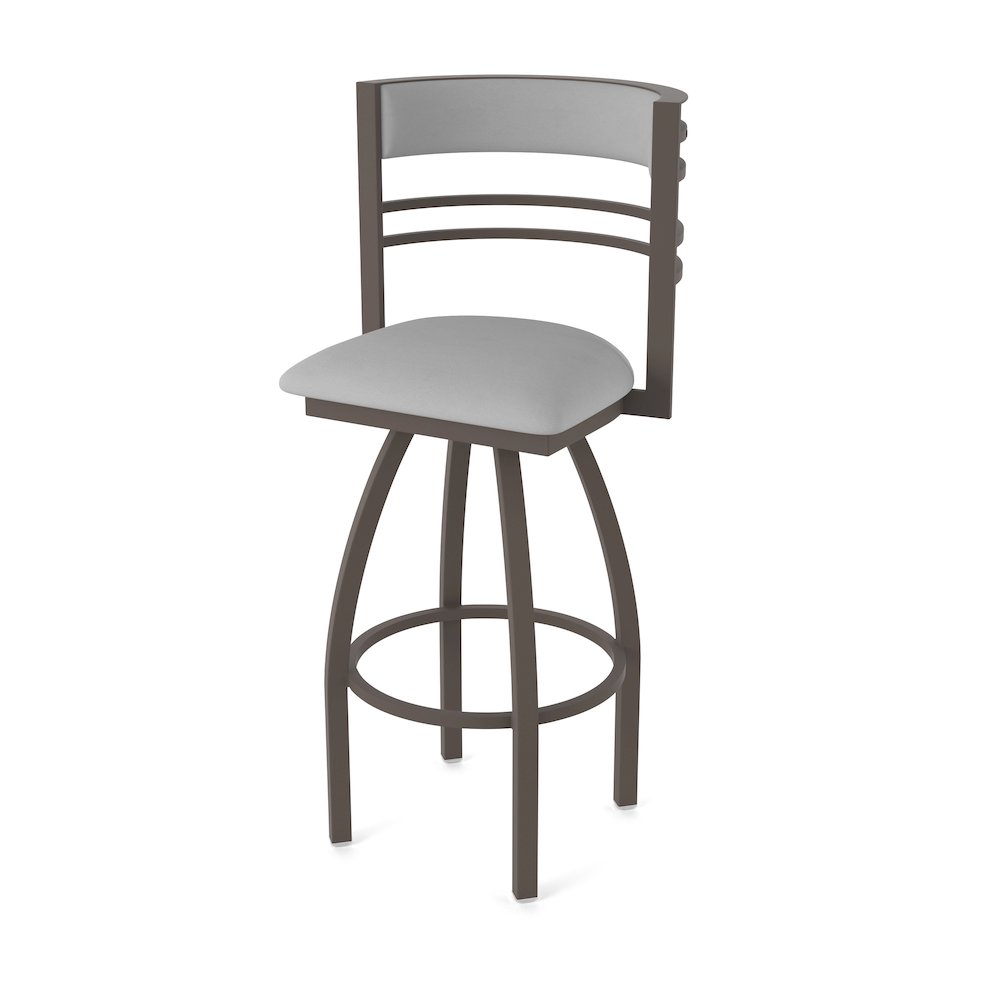 Swivel Bar Stool with Bronze Finish and Canter Folkstone Grey Seat and Back. Picture 1