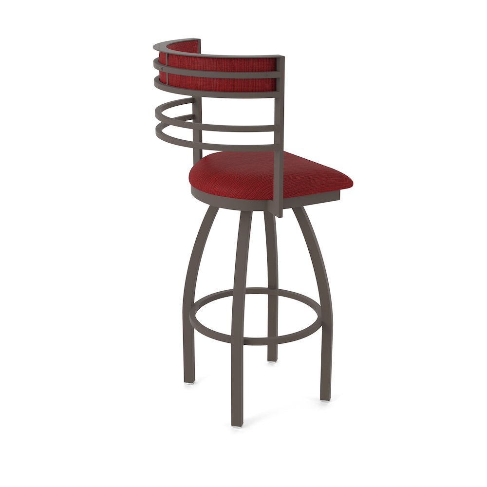 Swivel Bar Stool with Bronze Finish and Graph Ruby Seat and Back. Picture 2