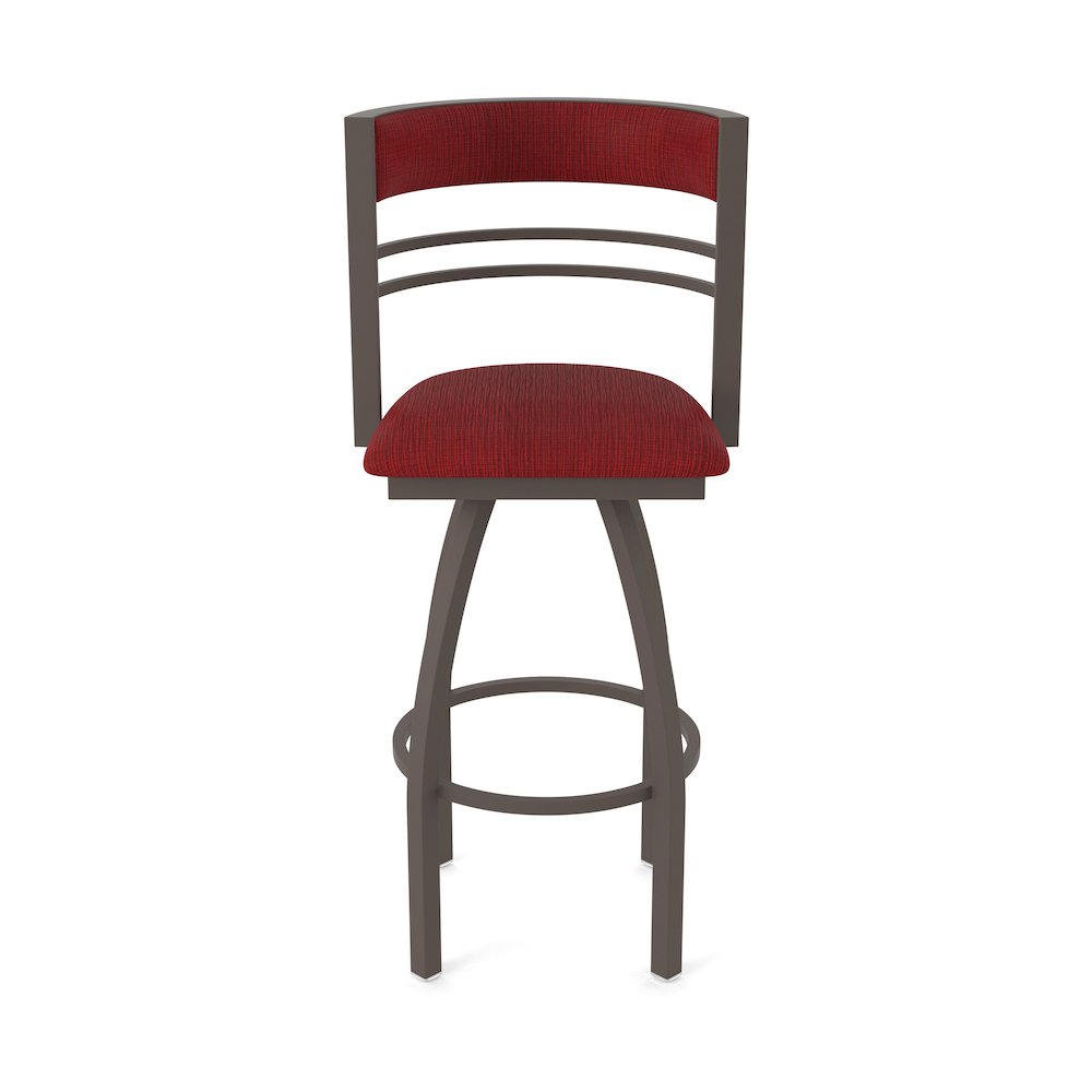 Swivel Bar Stool with Bronze Finish and Graph Ruby Seat and Back. Picture 5