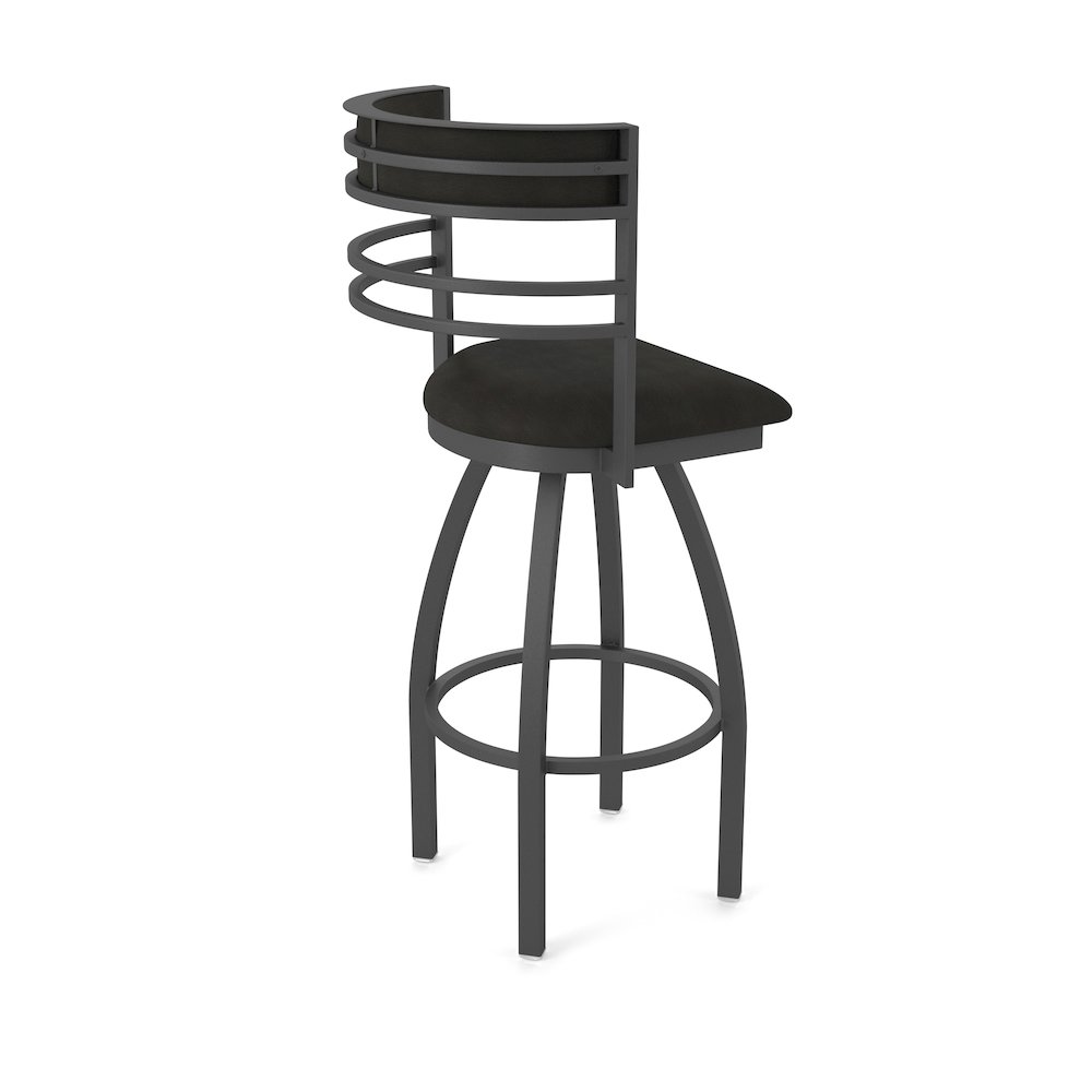 Swivel Bar Stool with Pewter Finish and Canter Espresso Seat and Back. Picture 2