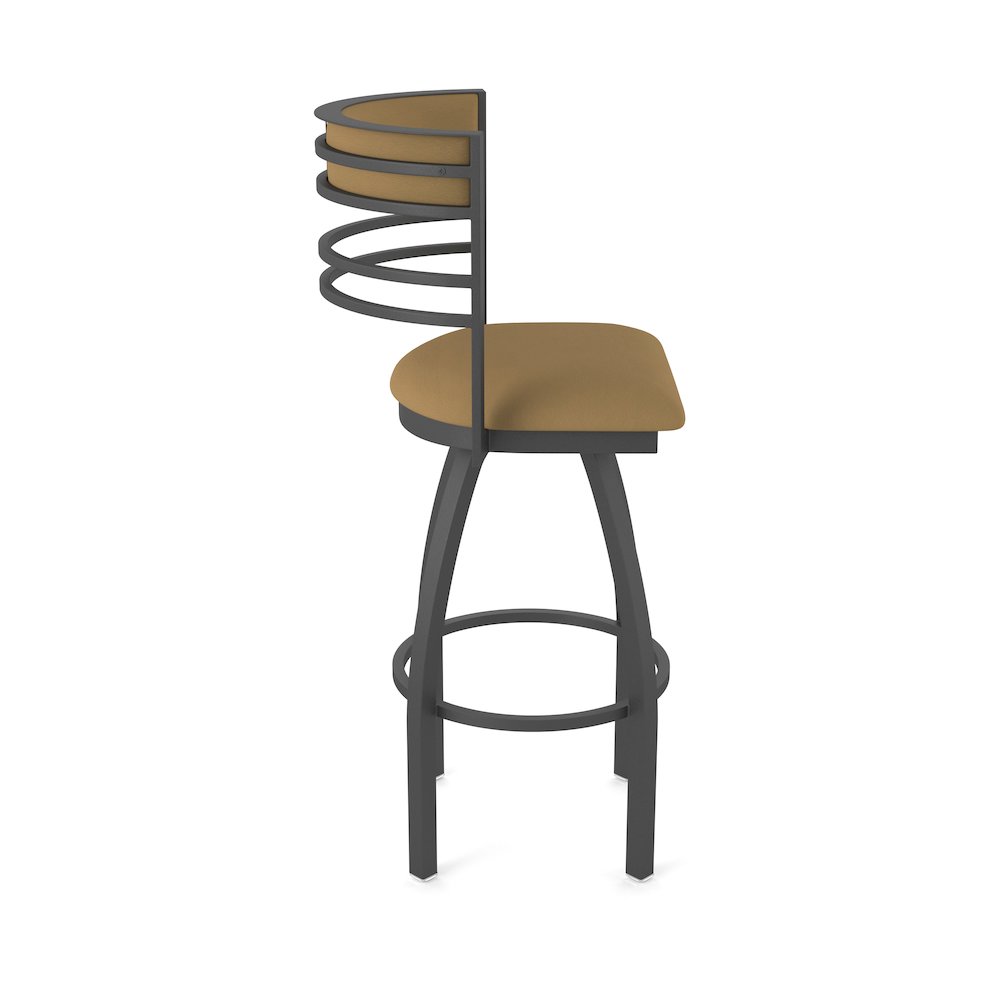 Swivel Bar Stool with Pewter Finish and Canter Saddle Seat and Back. Picture 4