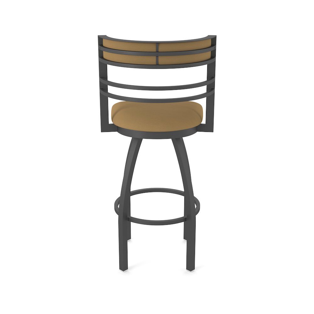 Swivel Bar Stool with Pewter Finish and Canter Saddle Seat and Back. Picture 6