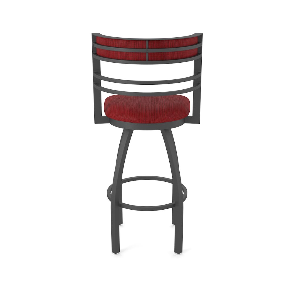 Swivel Bar Stool with Pewter Finish and Graph Ruby Seat and Back. Picture 6