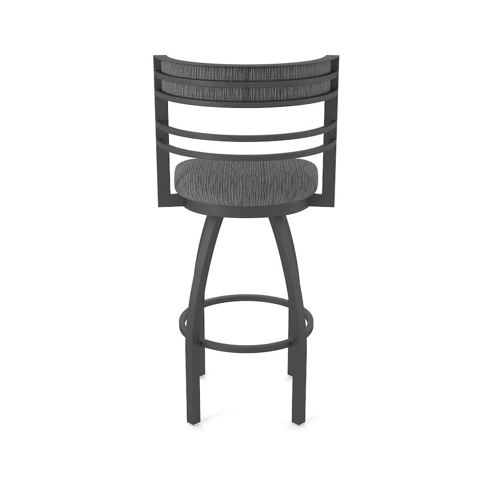 Swivel Bar Stool with Pewter Finish and Graph Coal Seat and Back. Picture 6