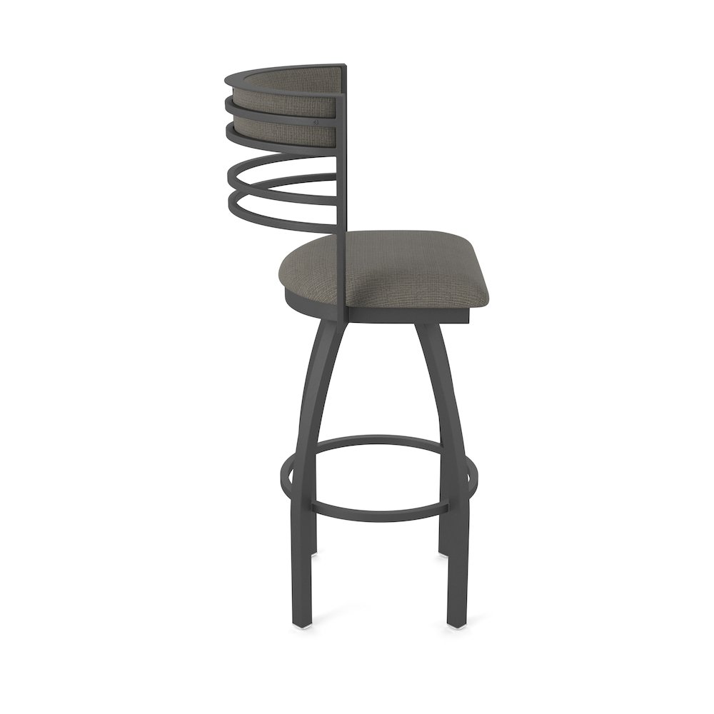 Swivel Bar Stool with Pewter Finish and Graph Chalice Seat and Back. Picture 4