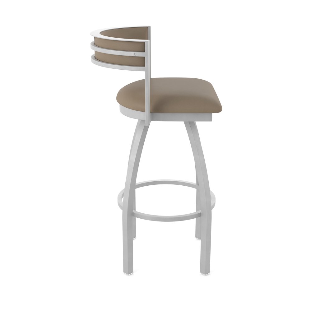 Swivel Bar Stool with Anodized Nickel Finish and Canter Earth Seat and Back. Picture 4