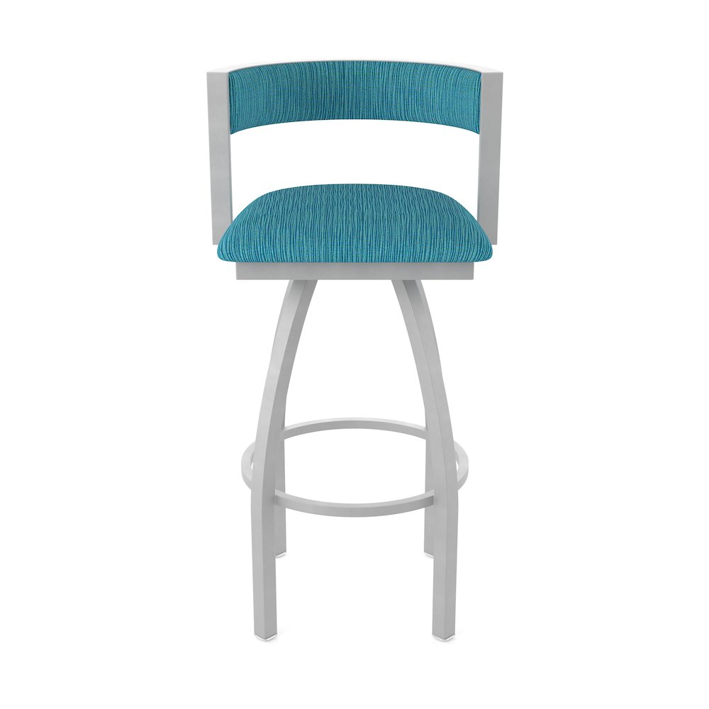 Swivel Bar Stool with Anodized Nickel Finish and Graph Tidal Seat and Back. Picture 5