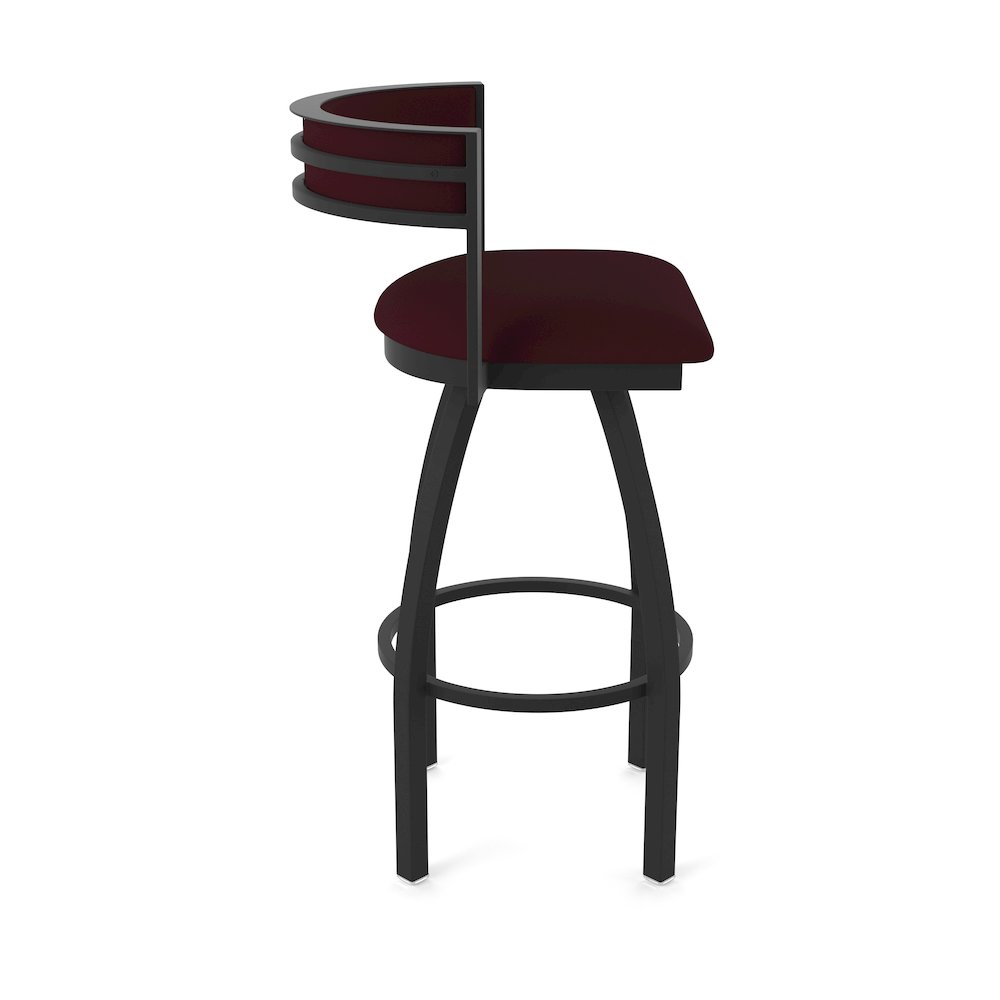 Swivel Bar Stool with Black Wrinkle Finish and Canter Bordeaux Seat and Back. Picture 4