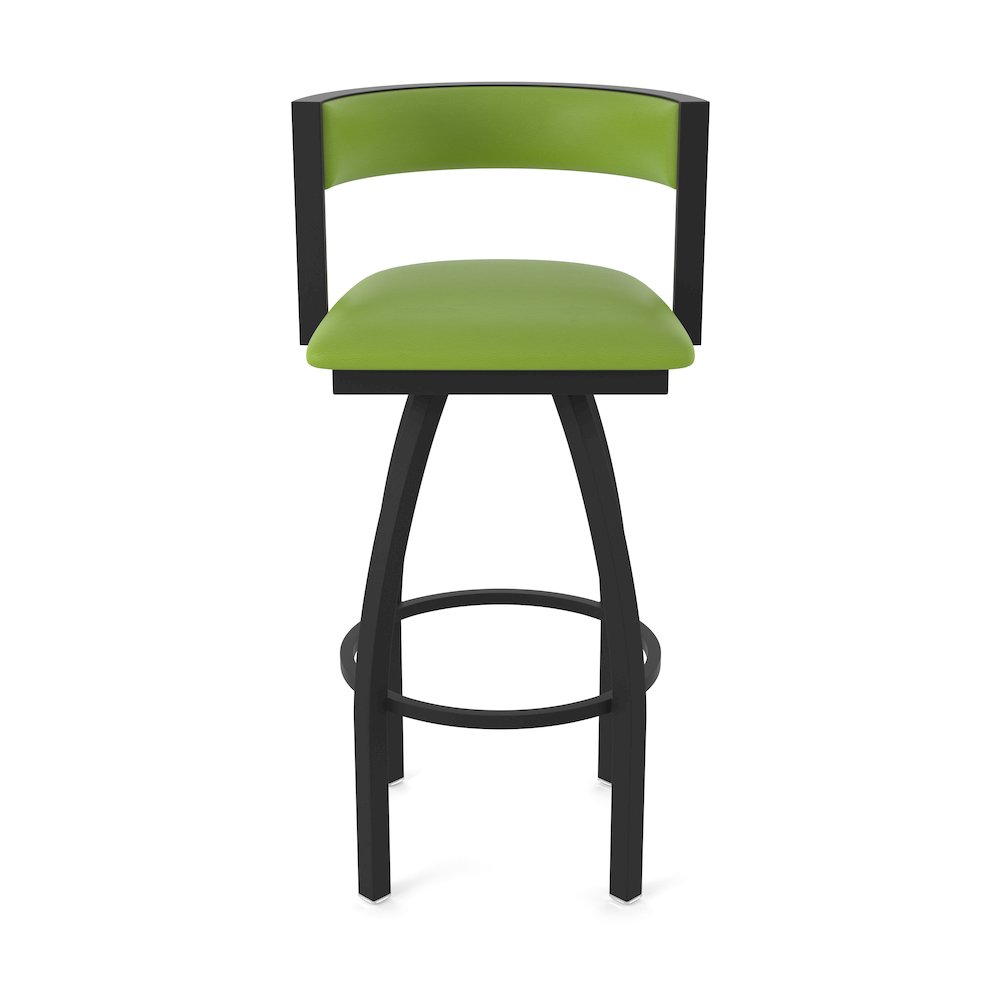 Swivel Bar Stool with Black Wrinkle Finish and Canter Kiwi Green Seat and Back. Picture 5