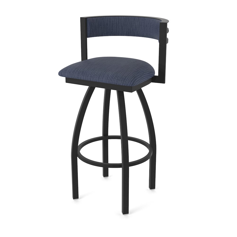 Swivel Bar Stool with Black Wrinkle Finish and Graph Anchor Seat and Back. Picture 1