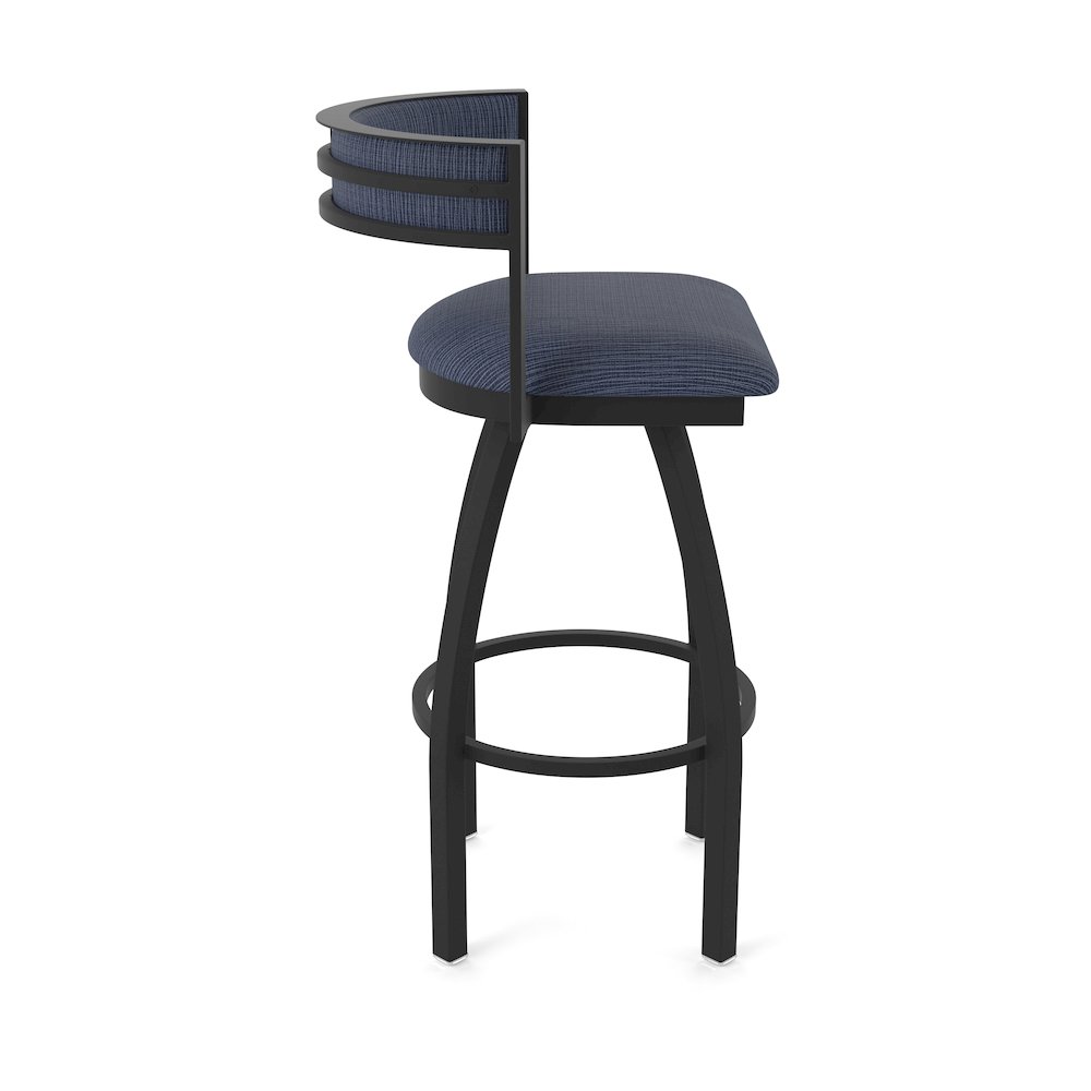 Swivel Bar Stool with Black Wrinkle Finish and Graph Anchor Seat and Back. Picture 4