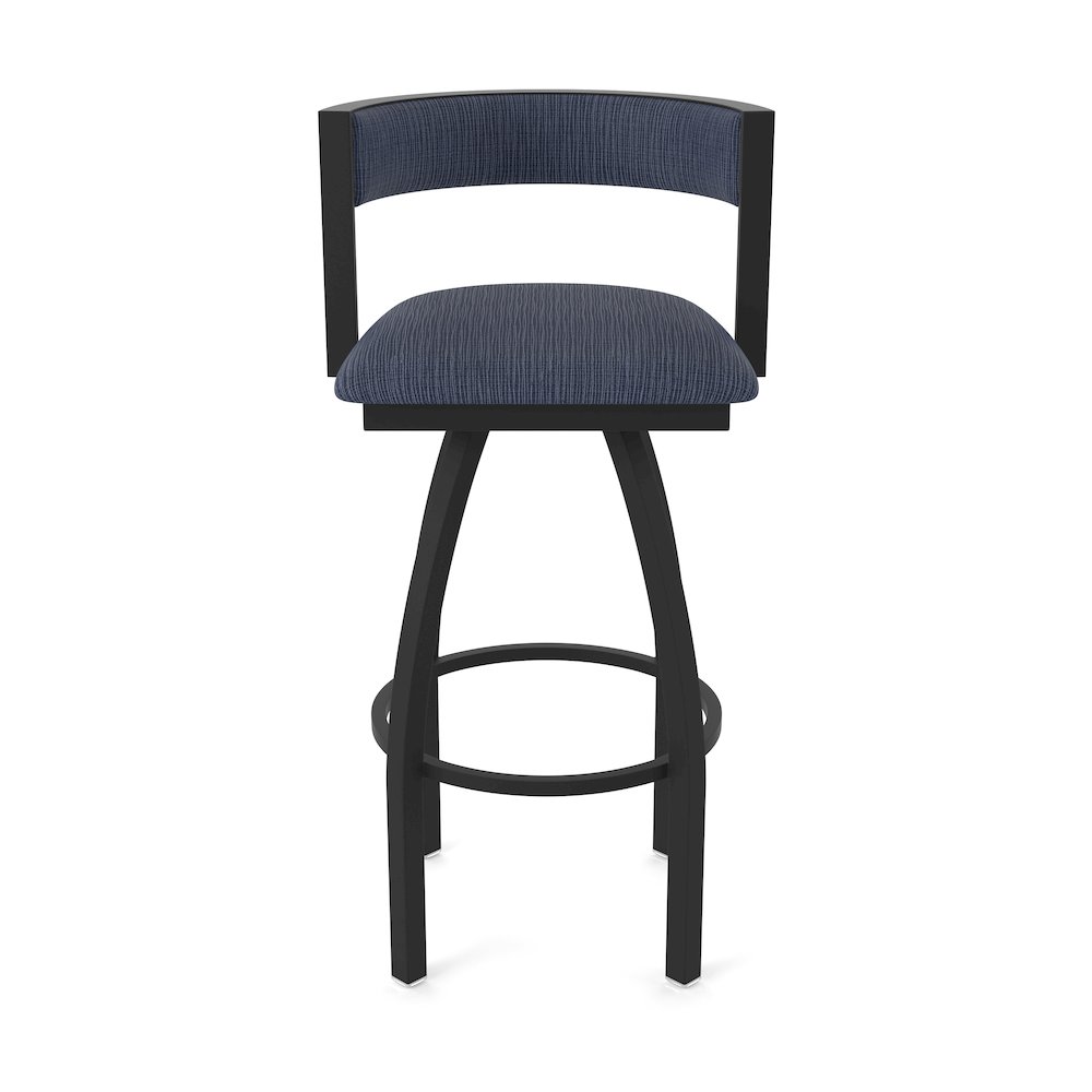 Swivel Bar Stool with Black Wrinkle Finish and Graph Anchor Seat and Back. Picture 5