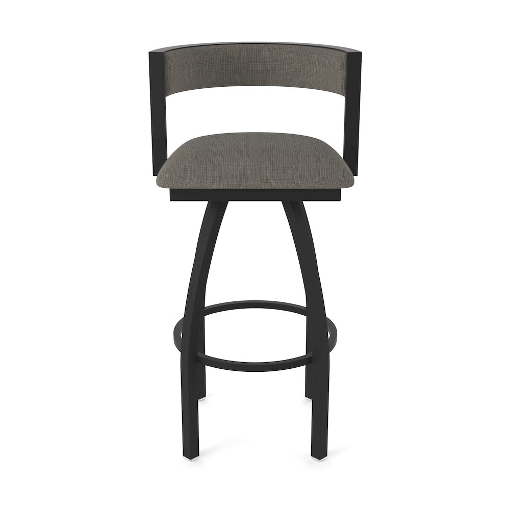 Swivel Bar Stool with Black Wrinkle Finish and Graph Chalice Seat and Back. Picture 5
