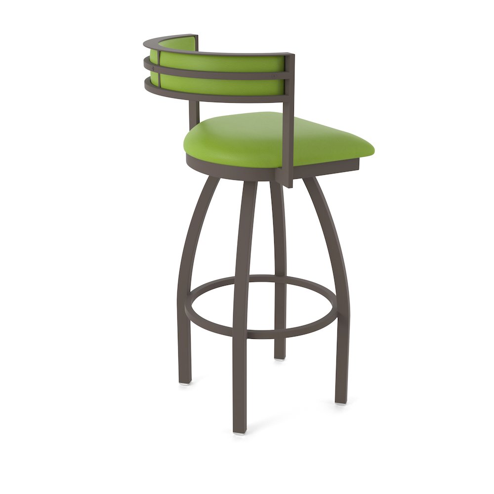 Swivel Bar Stool with Bronze Finish and Canter Kiwi Green Seat and Back. Picture 2