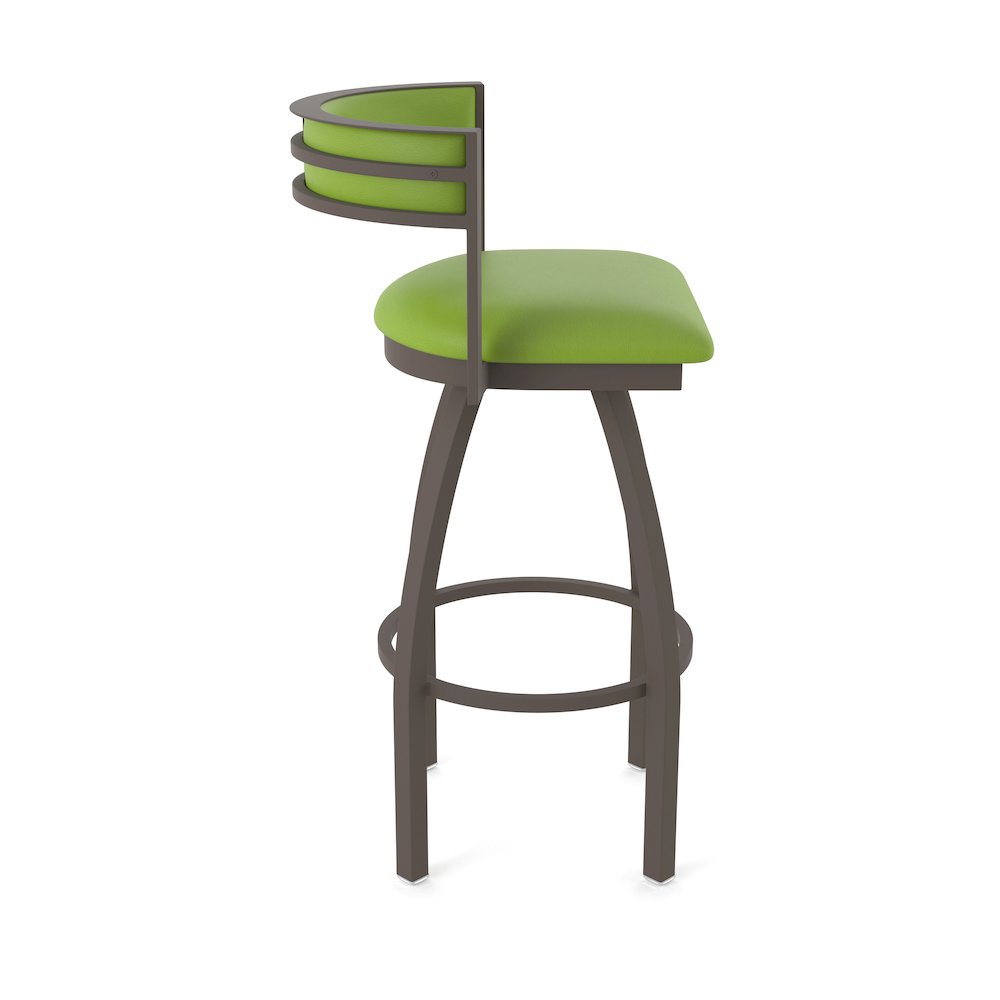 Swivel Bar Stool with Bronze Finish and Canter Kiwi Green Seat and Back. Picture 4