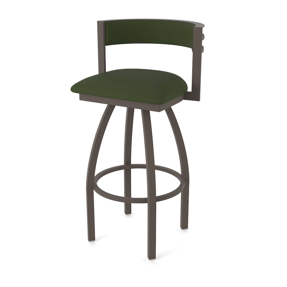 Swivel Bar Stool with Bronze Finish and Canter Pine Seat and Back. Picture 1