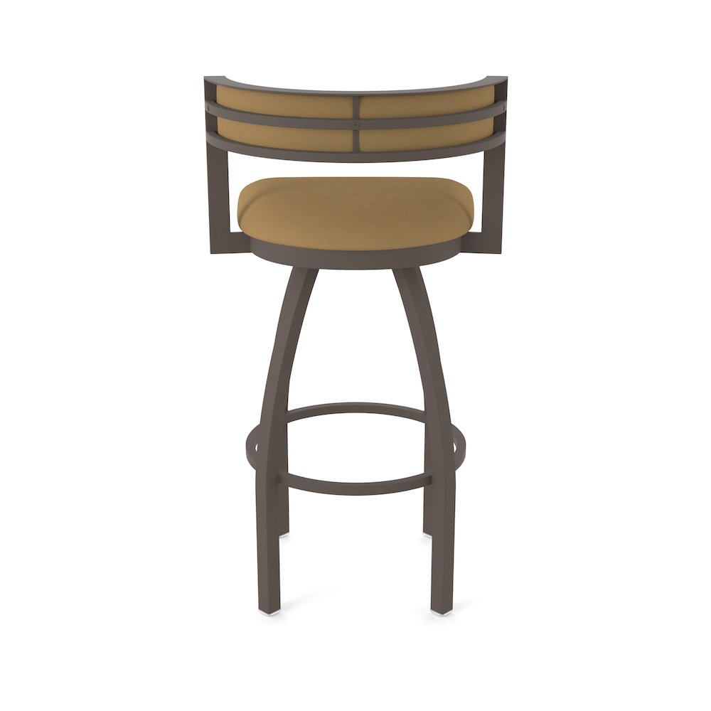 Swivel Bar Stool with Bronze Finish and Canter Saddle Seat and Back. Picture 6