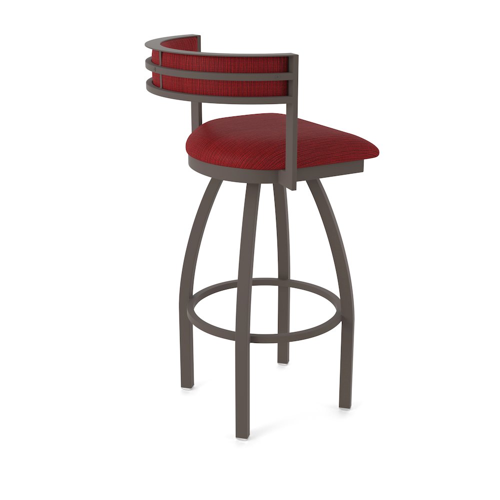 Swivel Bar Stool with Bronze Finish and Graph Ruby Seat and Back. Picture 2