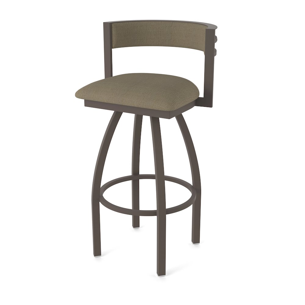 Swivel Bar Stool with Bronze Finish and Graph Cork Seat and Back. Picture 1