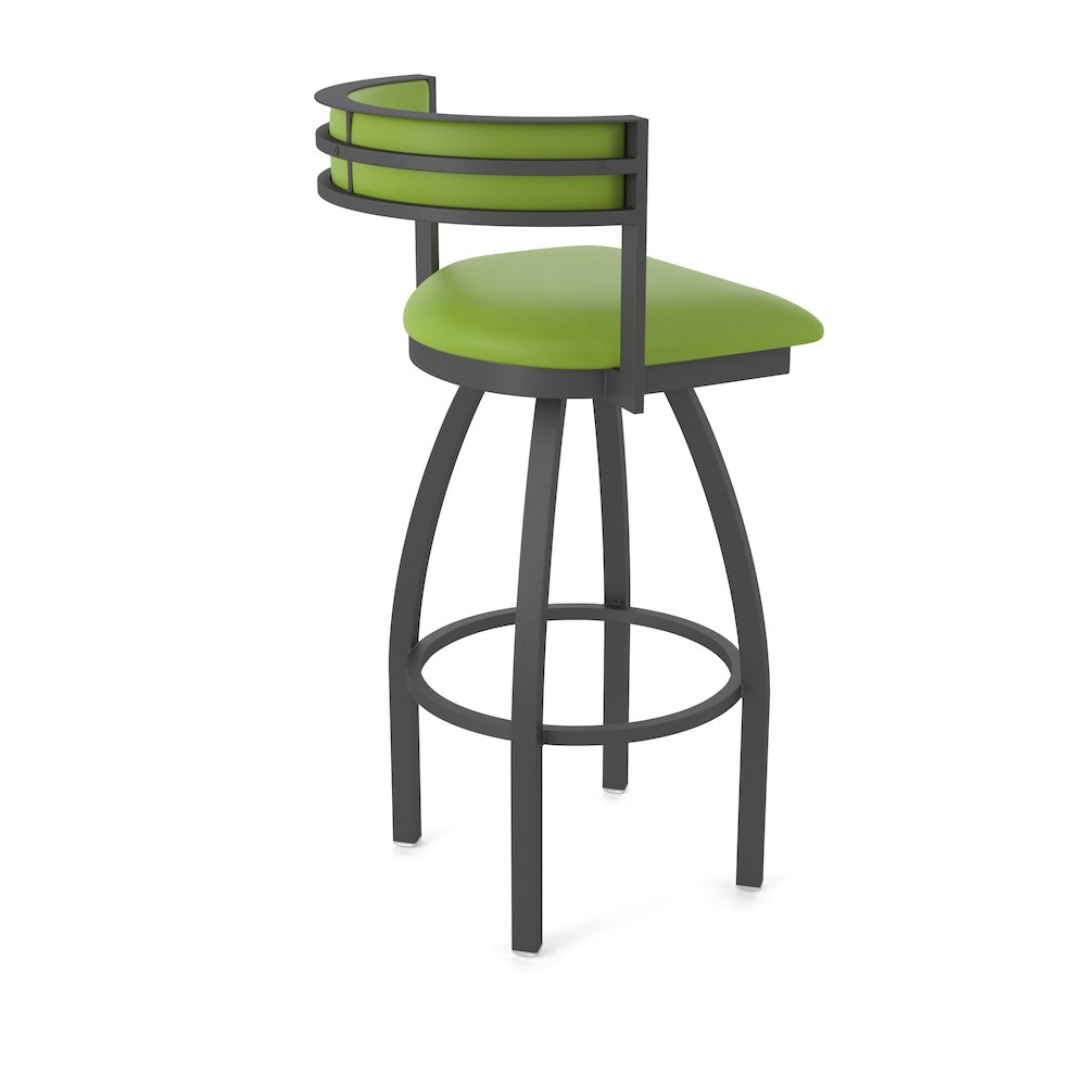 Swivel Bar Stool with Pewter Finish and Canter Kiwi Green Seat and Back. Picture 2