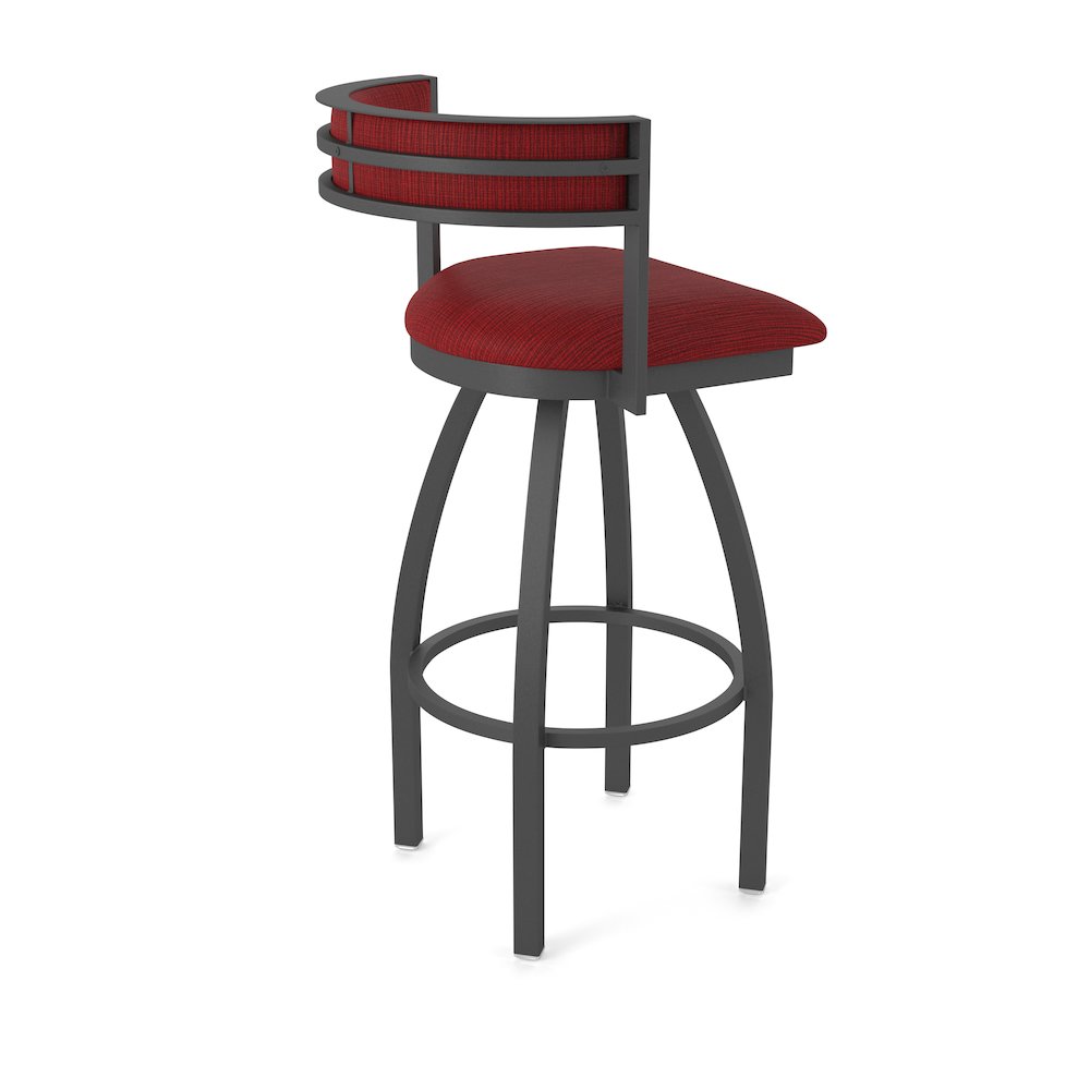 Swivel Bar Stool with Pewter Finish and Graph Ruby Seat and Back. Picture 2