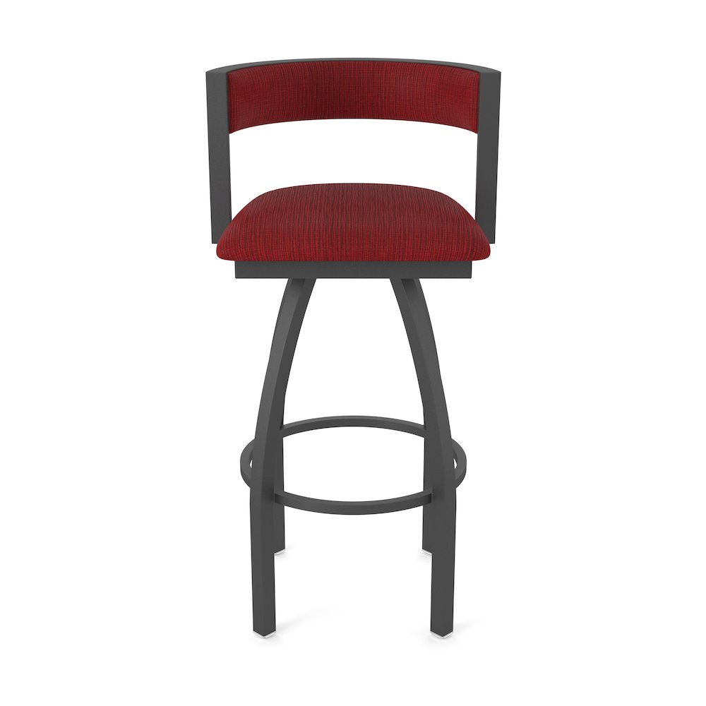 Swivel Bar Stool with Pewter Finish and Graph Ruby Seat and Back. Picture 5