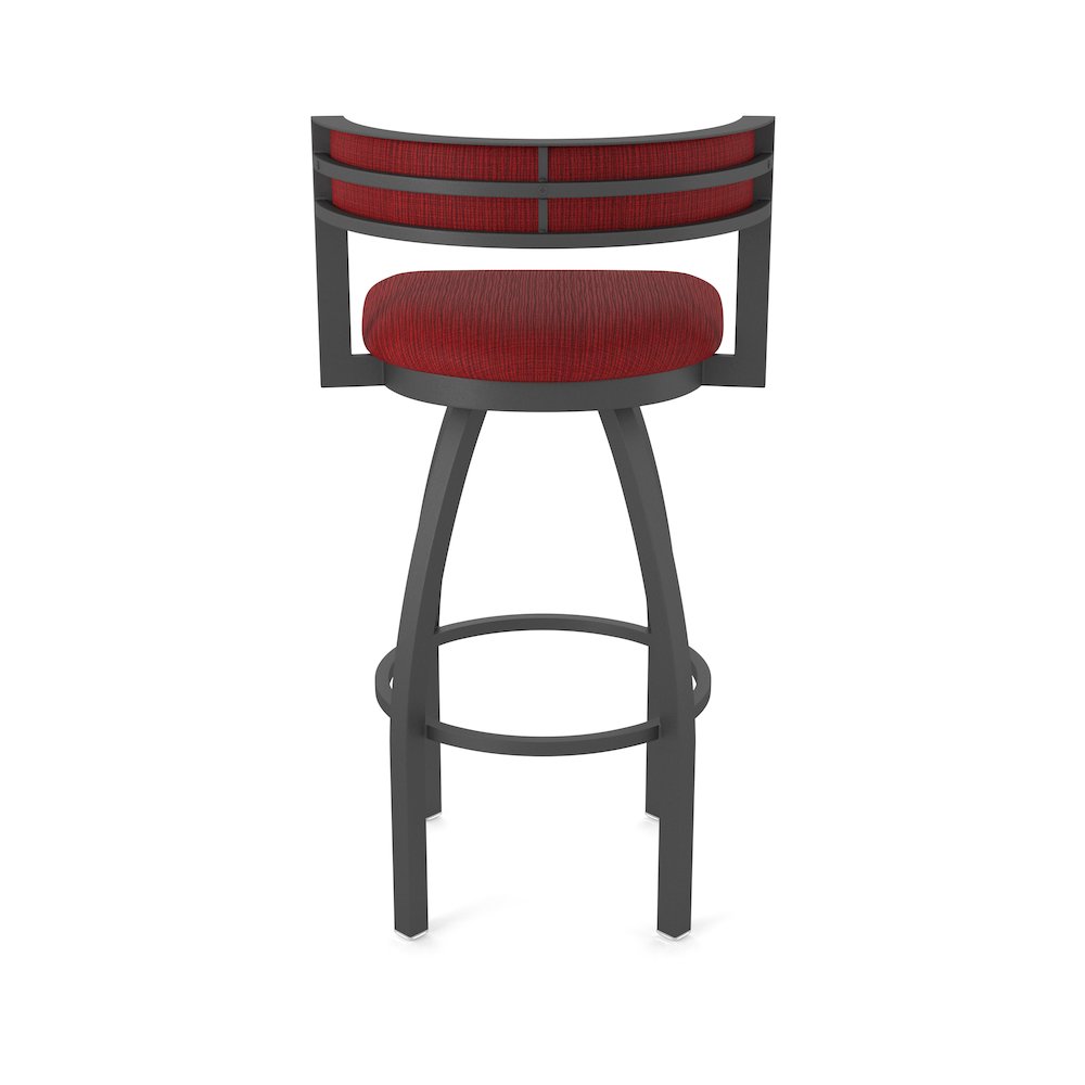 Swivel Bar Stool with Pewter Finish and Graph Ruby Seat and Back. Picture 6