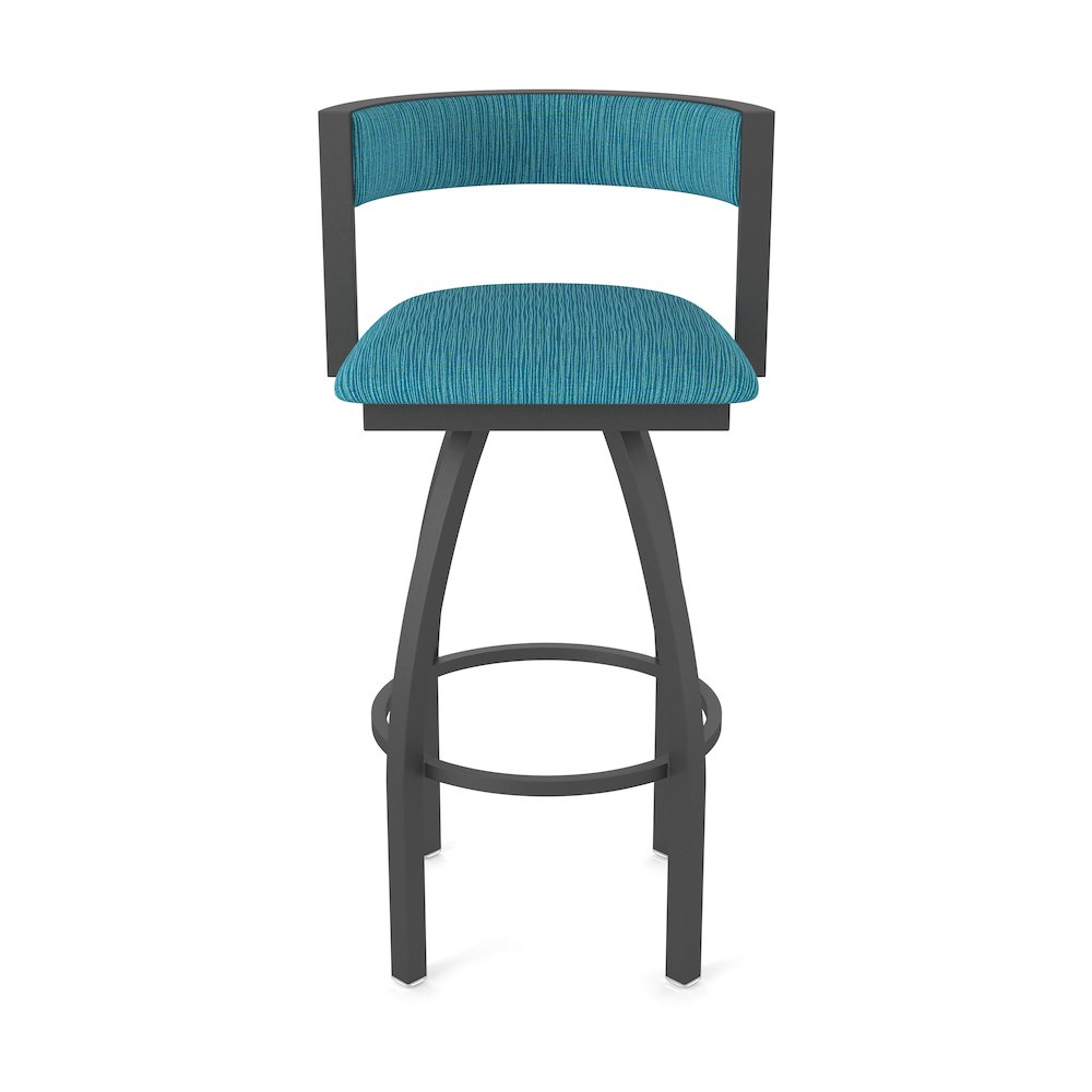 Swivel Bar Stool with Pewter Finish and Graph Tidal Seat and Back. Picture 5
